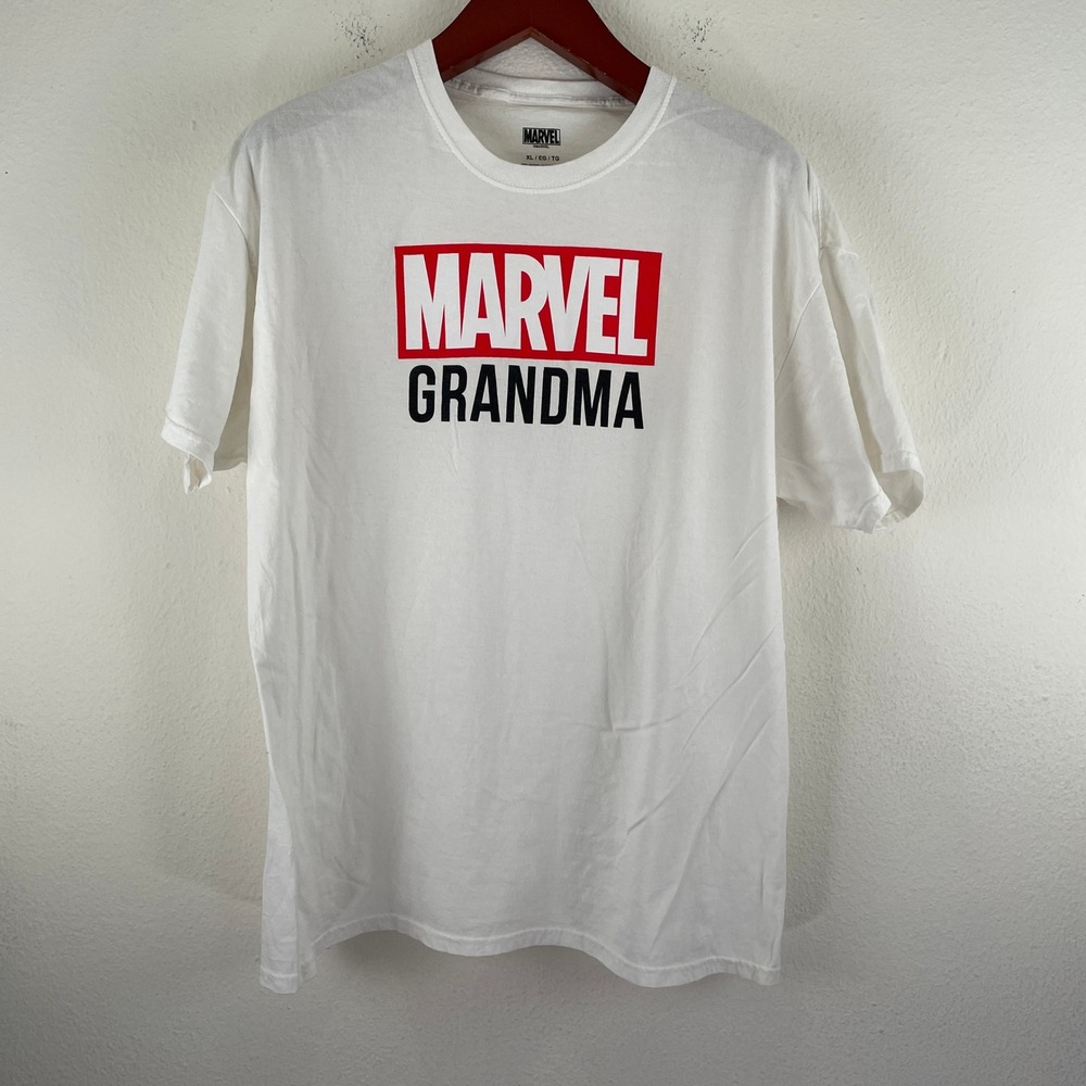 Marvel Grandma Graphic T-Shirt White Cotton Short Sleeve Crew Neck XL